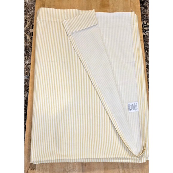 VTG Wamsutta Yellow White Ticking Stripe Twin Sheet Set Flat Fitted Pillowcase - Picture 2 of 9